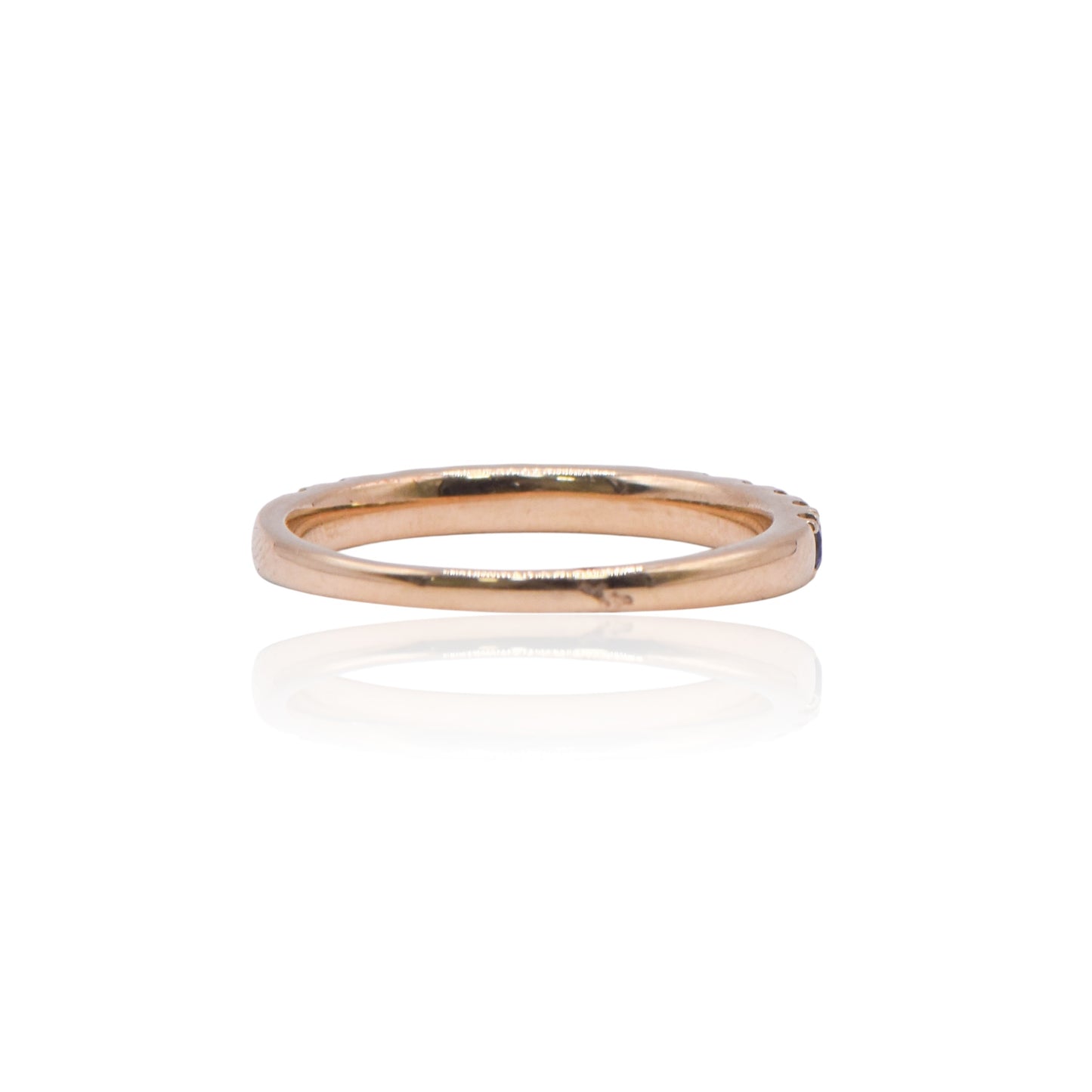 Sapphire and Diamond Half-Set Band Ring 14K Yellow Gold Size 6