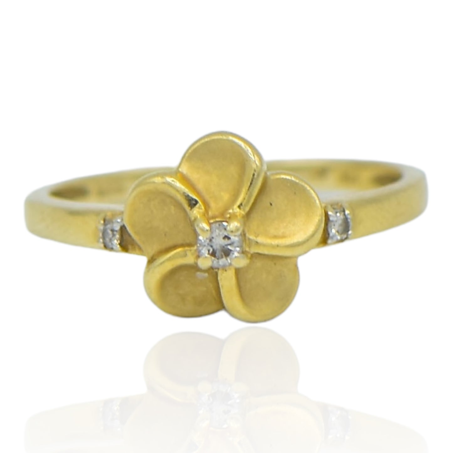 Flower Diamond .05cttw Ring 14K Yellow Gold