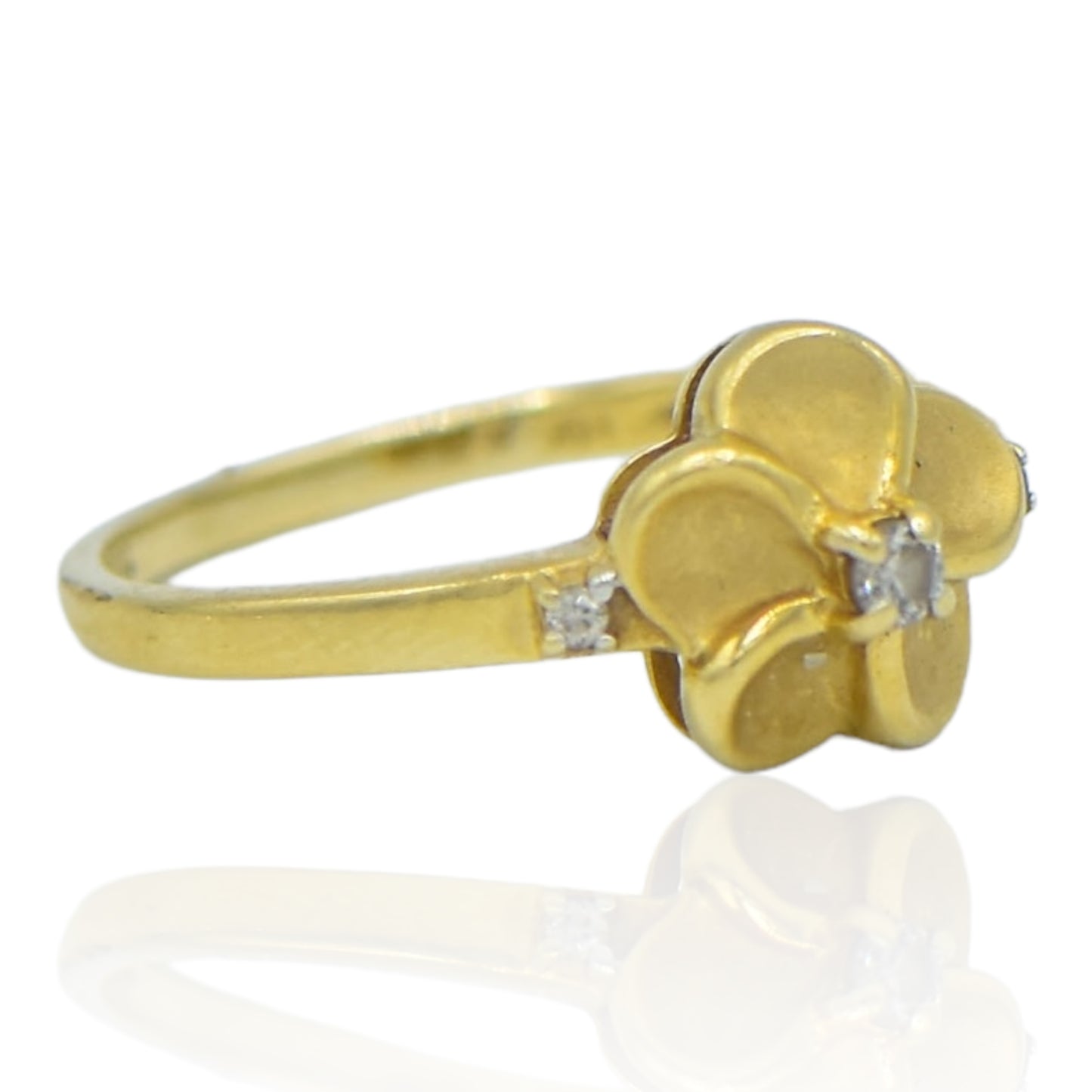 Flower Diamond .05cttw Ring 14K Yellow Gold