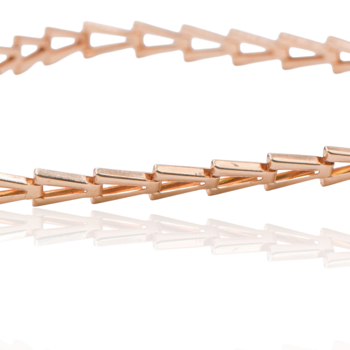 Pearl and Diamond Chevron Chain Bracelet 14K Yellow Gold 8in