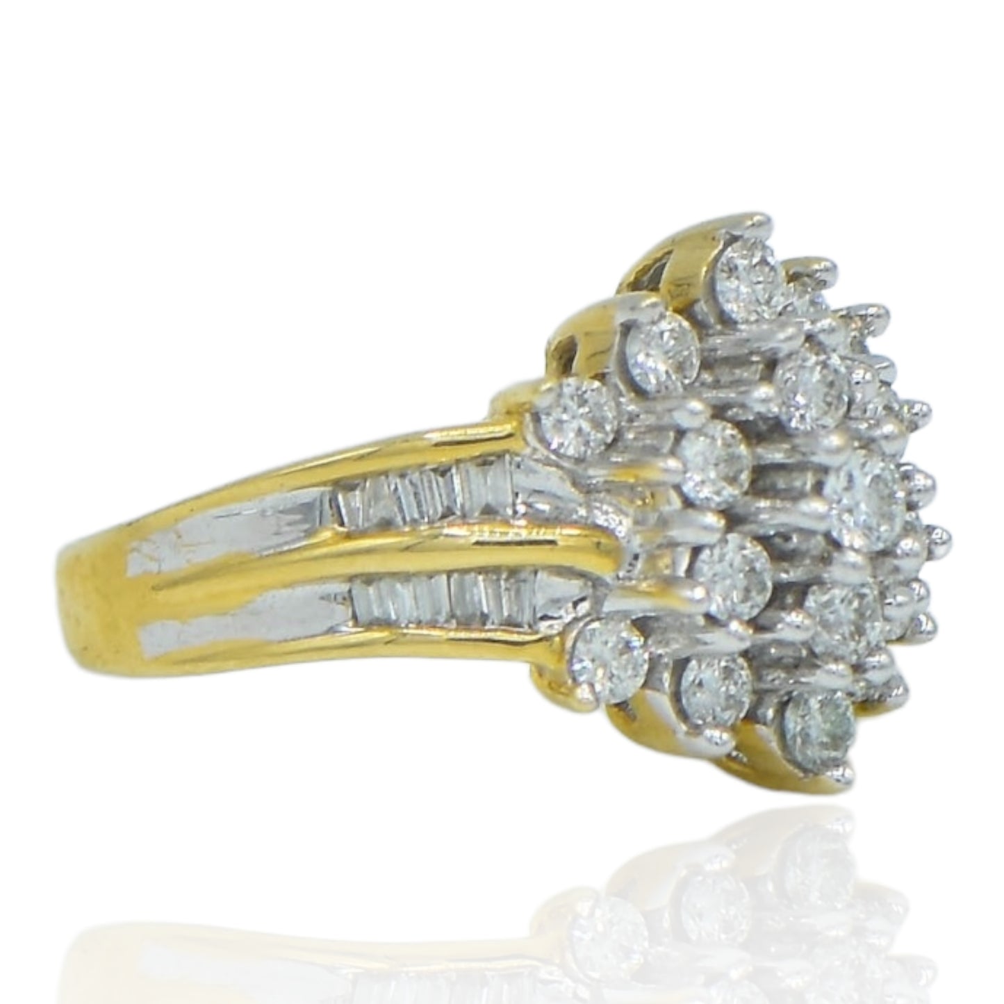 Retro Cluster Diamond Ring 1.20cttw 14K Yellow Gold