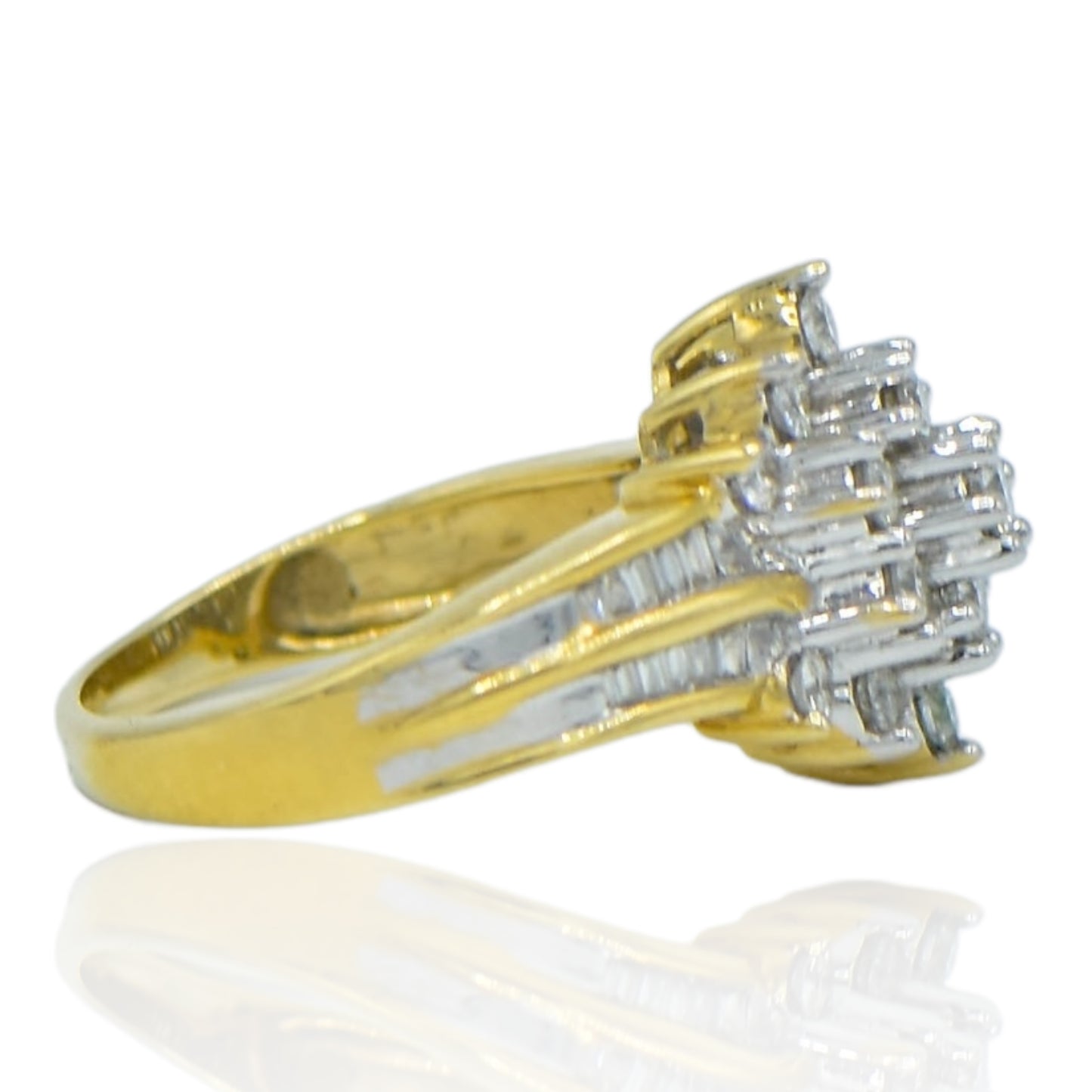 Retro Cluster Diamond Ring 1.20cttw 14K Yellow Gold