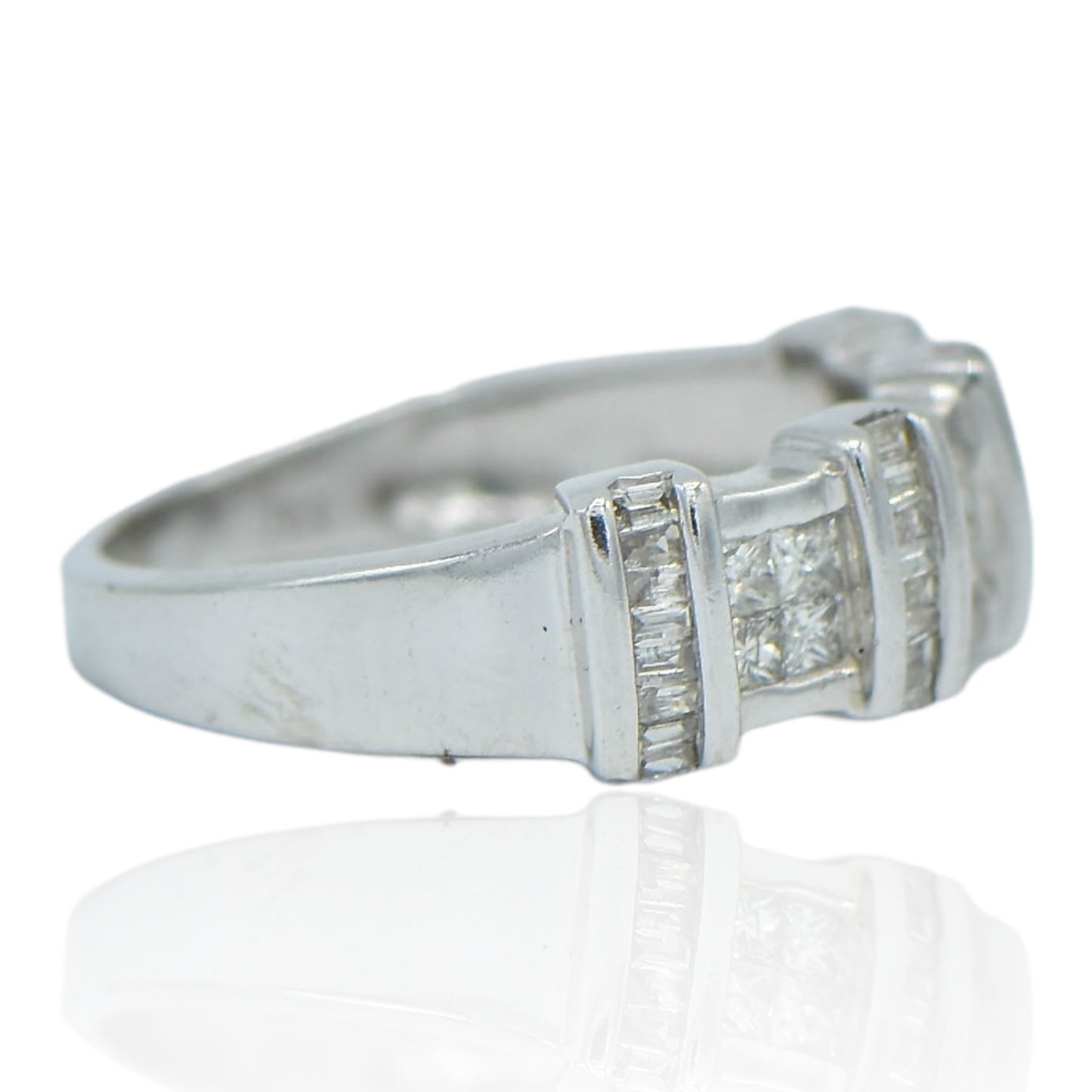 Princess Cut and Tapered Diamond Anniversary Band 14K White Gold .33CTTW