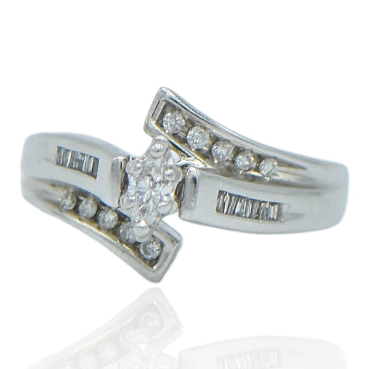 Marquise Cut Promise Ring .16 CTTW 14K White Gold