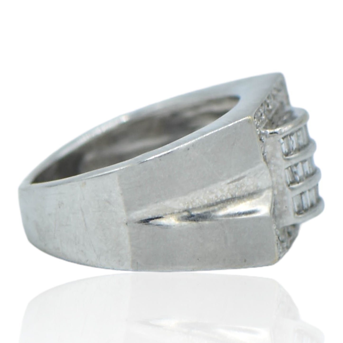 Men's Channel & Prong Ring .19 CTTW 14K White Gold