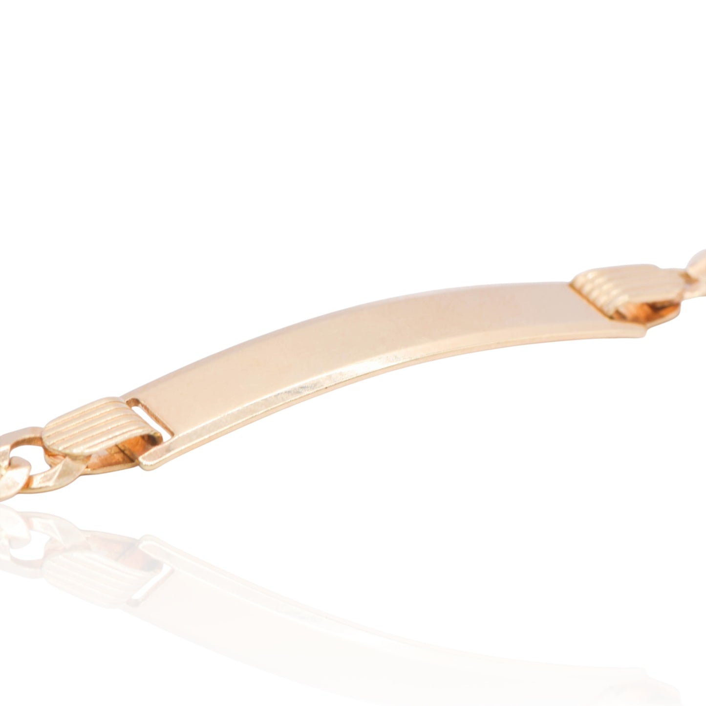 Gold ID Bracelet with Curb Chain 14K Yellow Gold (Child) (Engravable) 6in