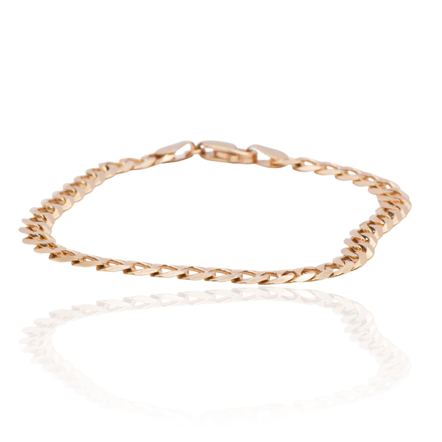 Gold Curb Chain Bracelet 14K Yellow Gold 8in