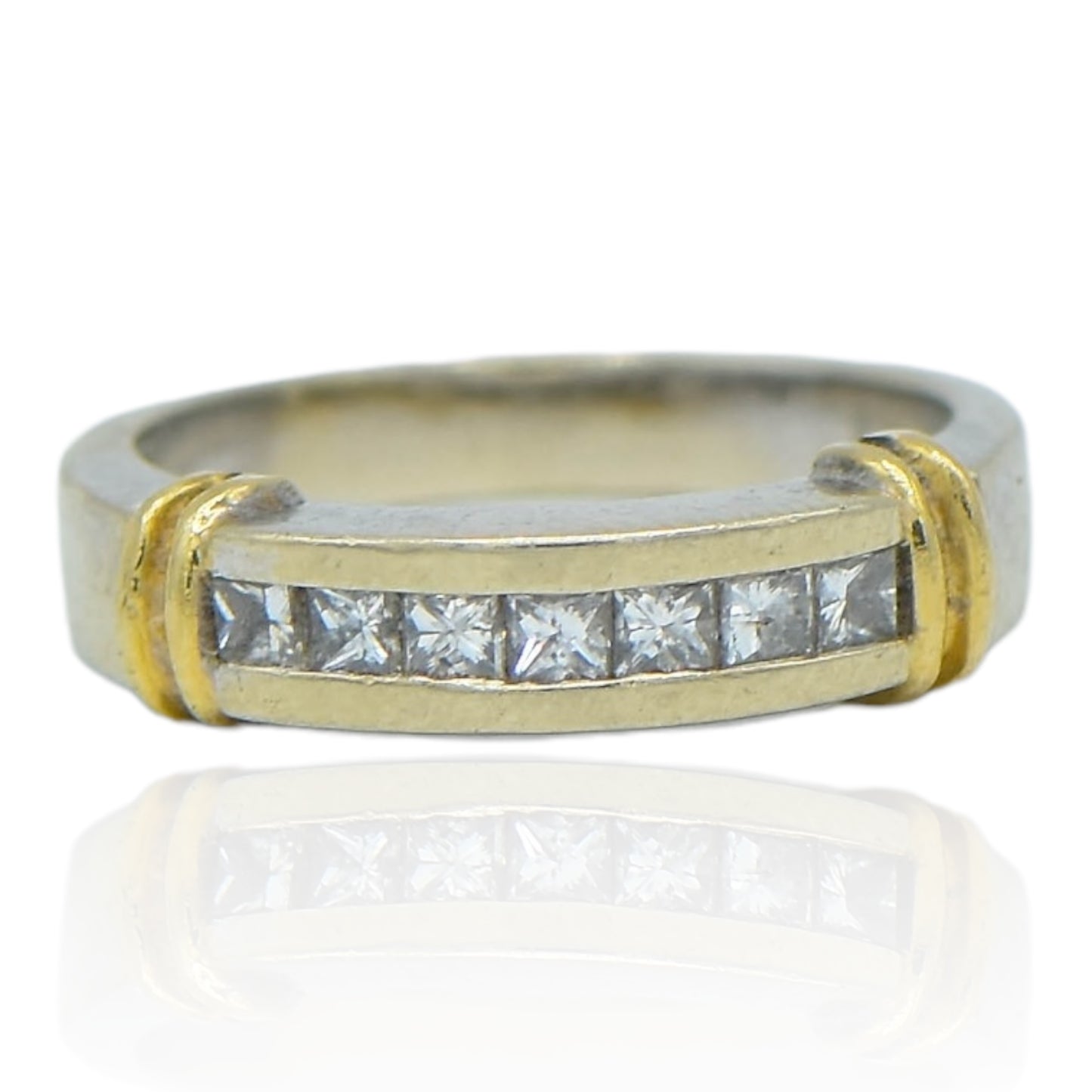 Two tone Diamond Channel Band .50cttw 14K White Gold