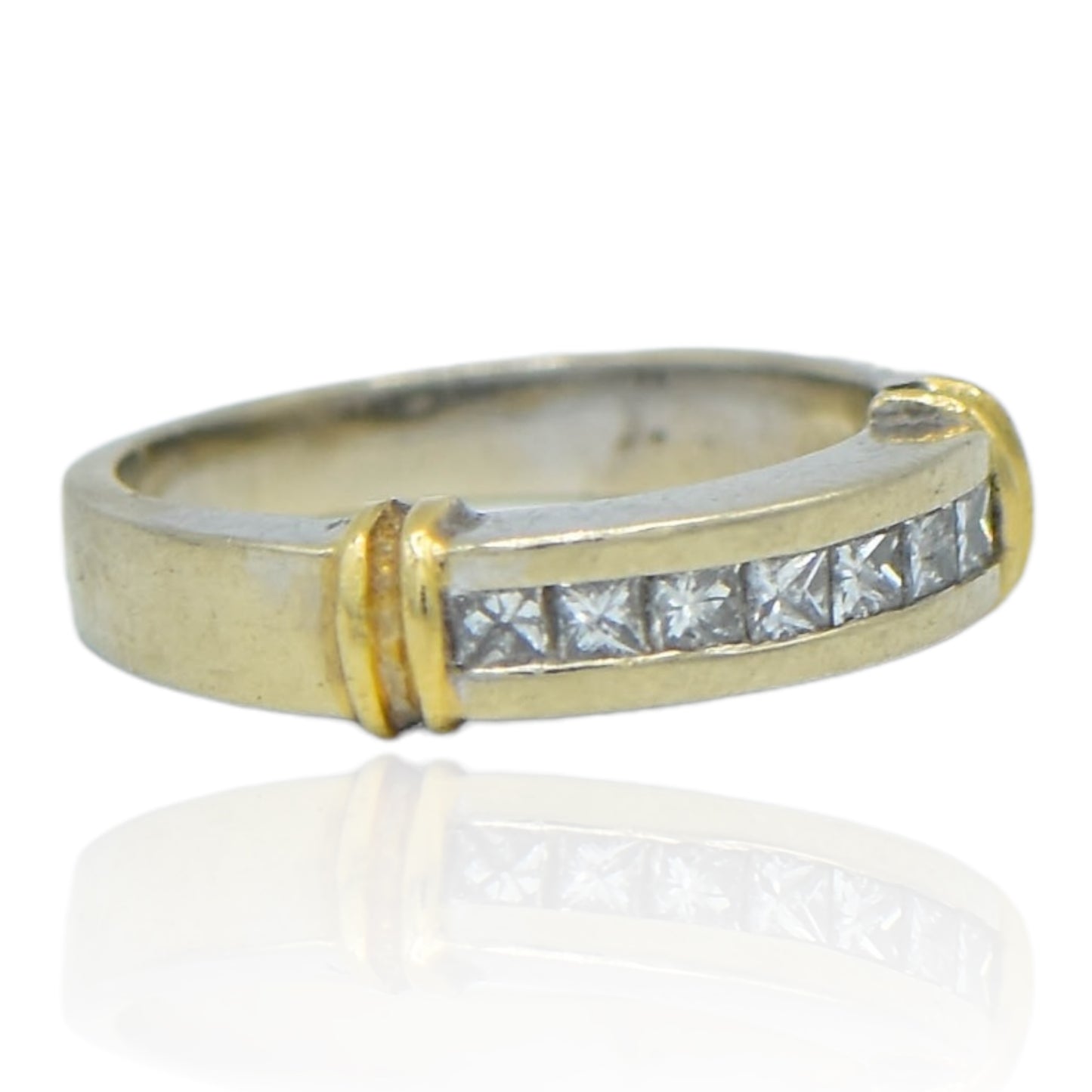 Two tone Diamond Channel Band .50cttw 14K White Gold