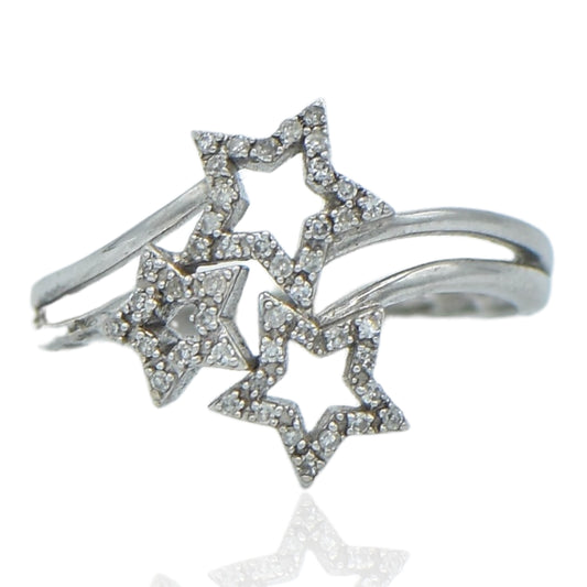 Three Star Diamond .10cttw Ring 14K White Gold