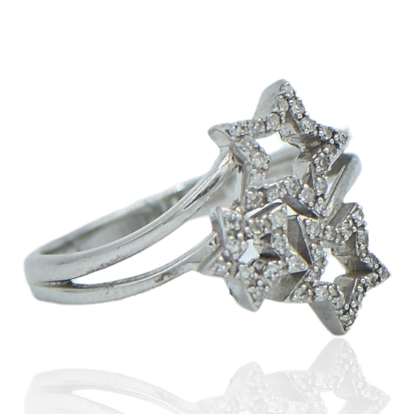 Three Star Diamond .10cttw Ring 14K White Gold