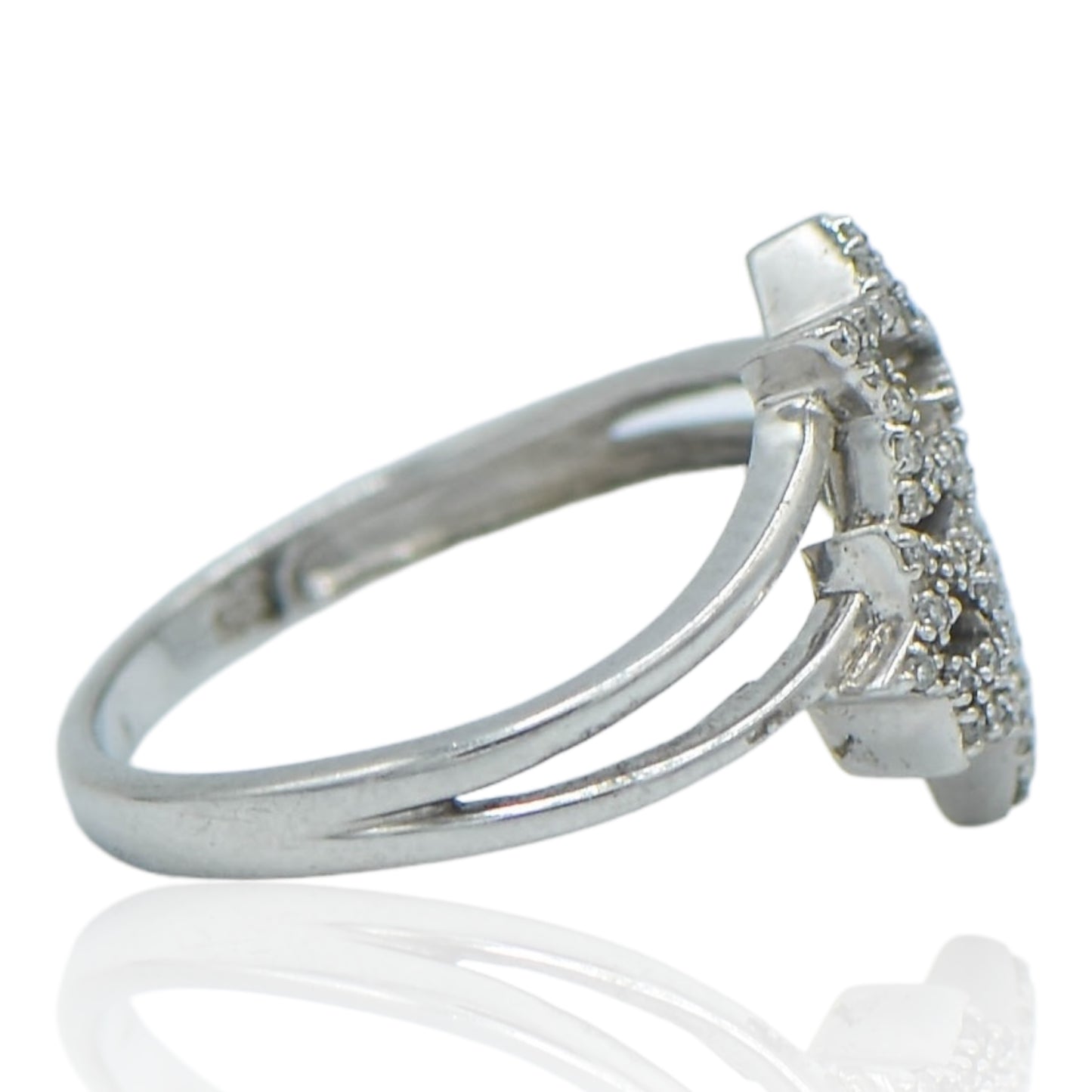 Three Star Diamond .10cttw Ring 14K White Gold