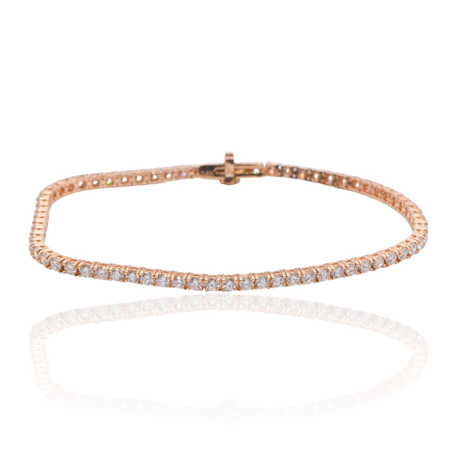 Diamond Four-Prong Set Tennis Bracelet 14K Yellow Gold with Lab Diamonds 7.25in 3cttw