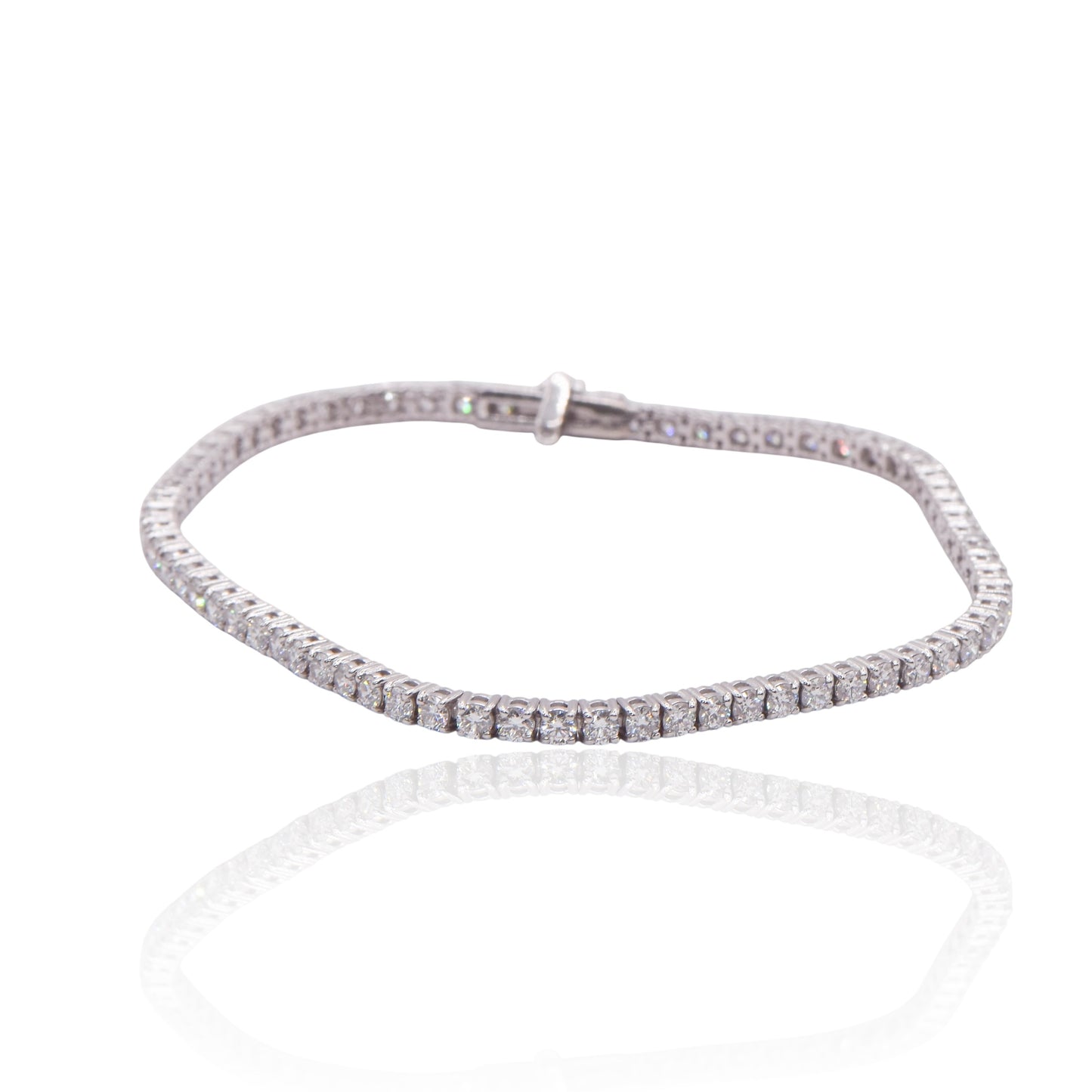 Diamond Four-Prong Set Tennis Bracelet 14K White Gold with Lab Diamonds 7.25in 3cttw