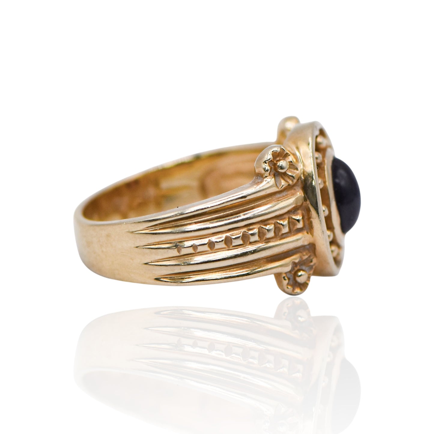 Garnet Ring Vintage Greek Revival 14K Ring