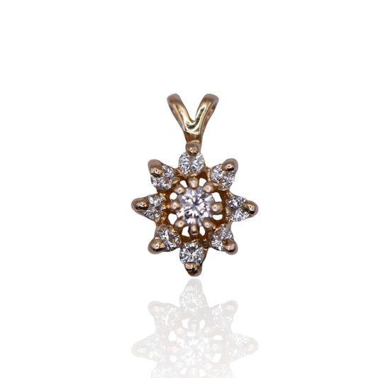 Flower Cluster .27CTTW Diamond 14K Yellow Gold