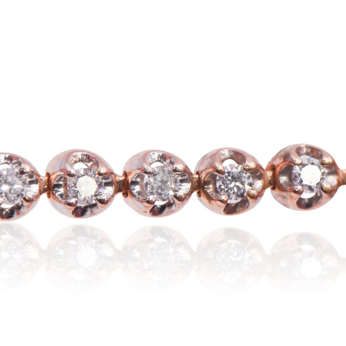 Diamond Crown-Prong Set Tennis Bracelet 14K Rose Gold 7.25in 0.66cttw