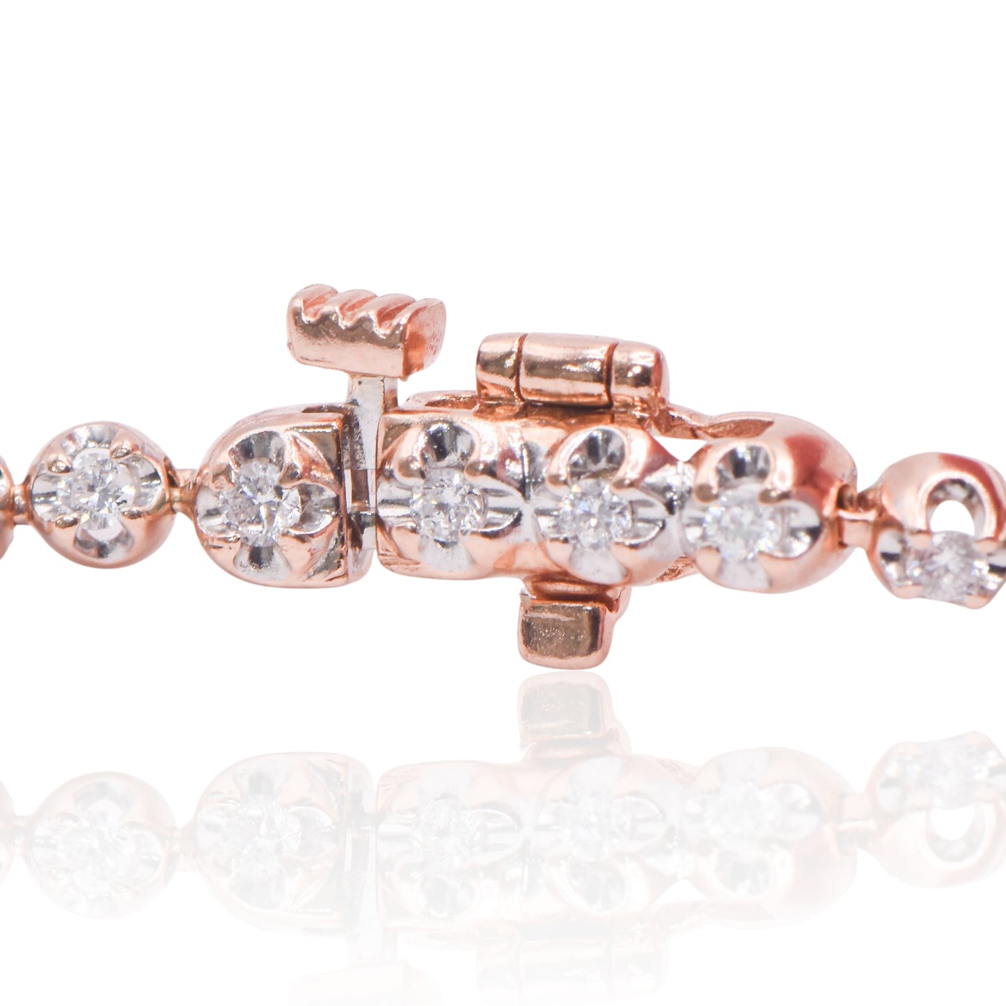 Diamond Crown-Prong Set Tennis Bracelet 14K Rose Gold 7.25in 0.66cttw