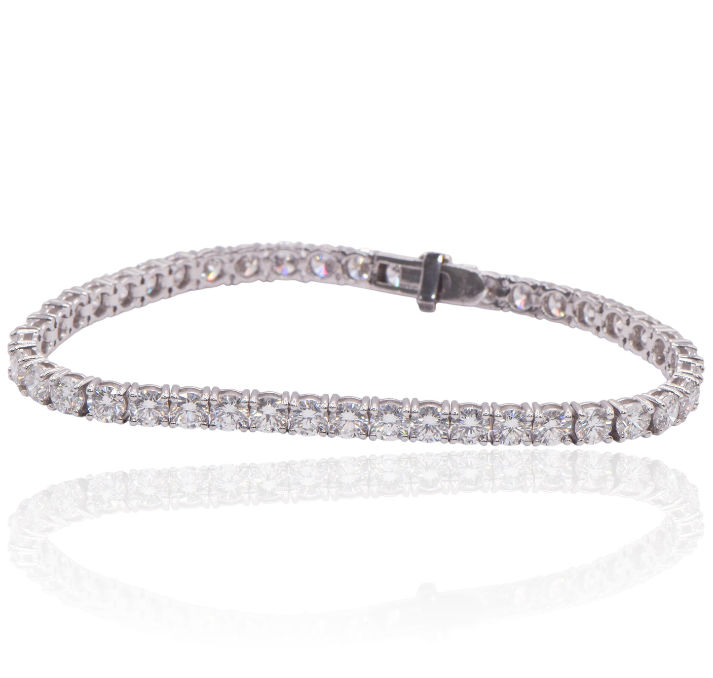 Diamond Four-Prong Set Tennis Bracelet 14K White Gold with Lab Diamonds 7.25in 10cttw