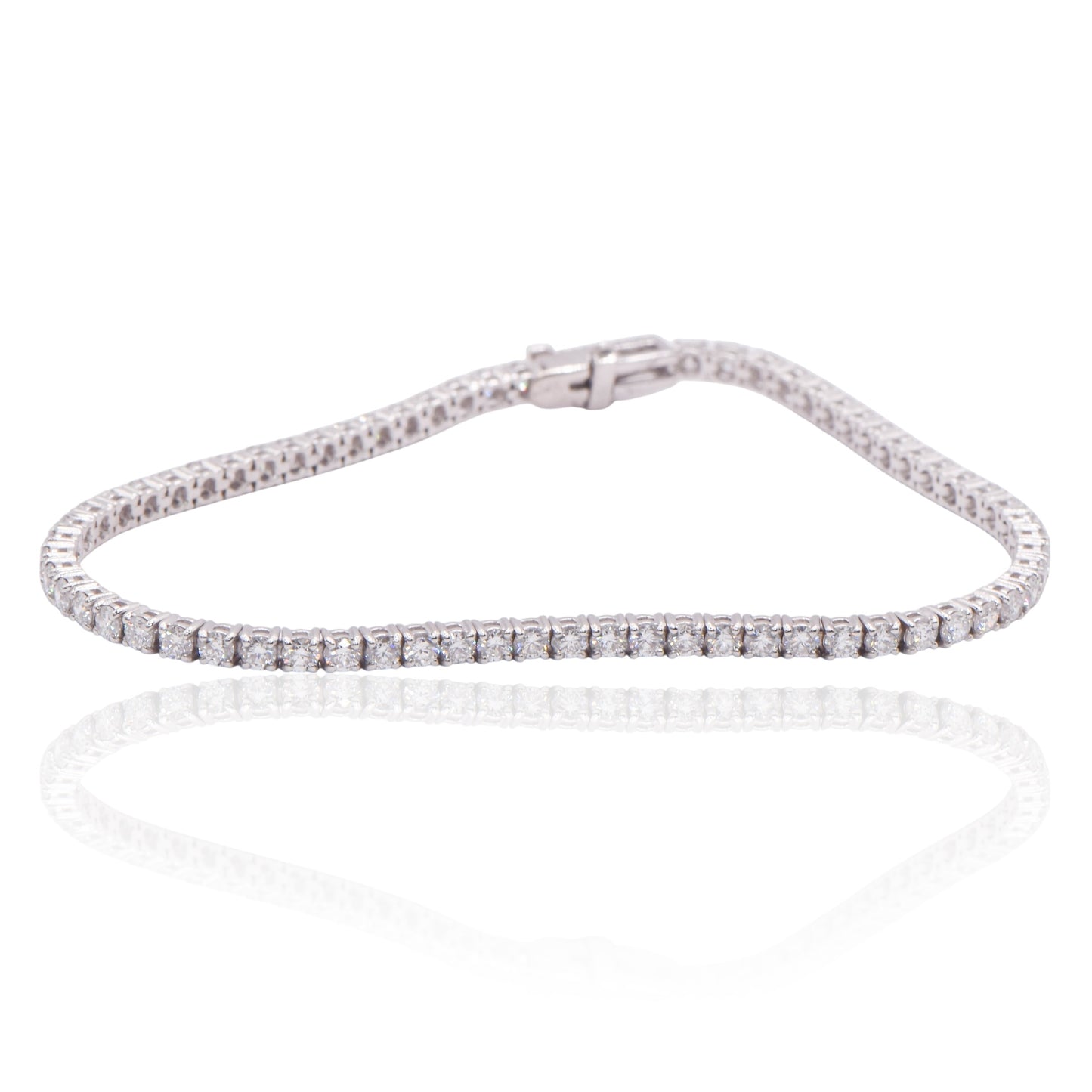 Diamond Four-Prong Set Tennis Bracelet 14K White Gold with Lab Diamonds 7.25in 3cttw