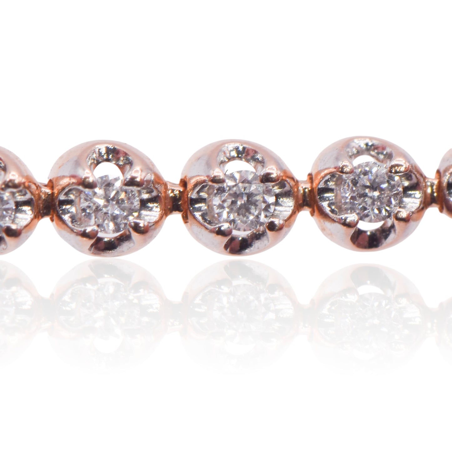 Diamond Crown-Prong Set Tennis Bracelet 14K Rose Gold 7.25in 0.66cttw
