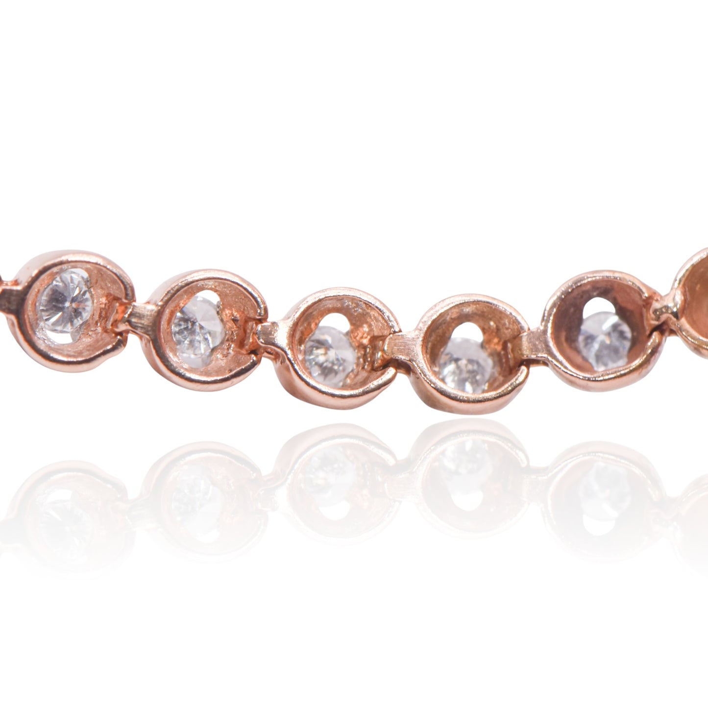 Diamond Crown-Prong Set Tennis Bracelet 14K Rose Gold 7.25in 0.66cttw