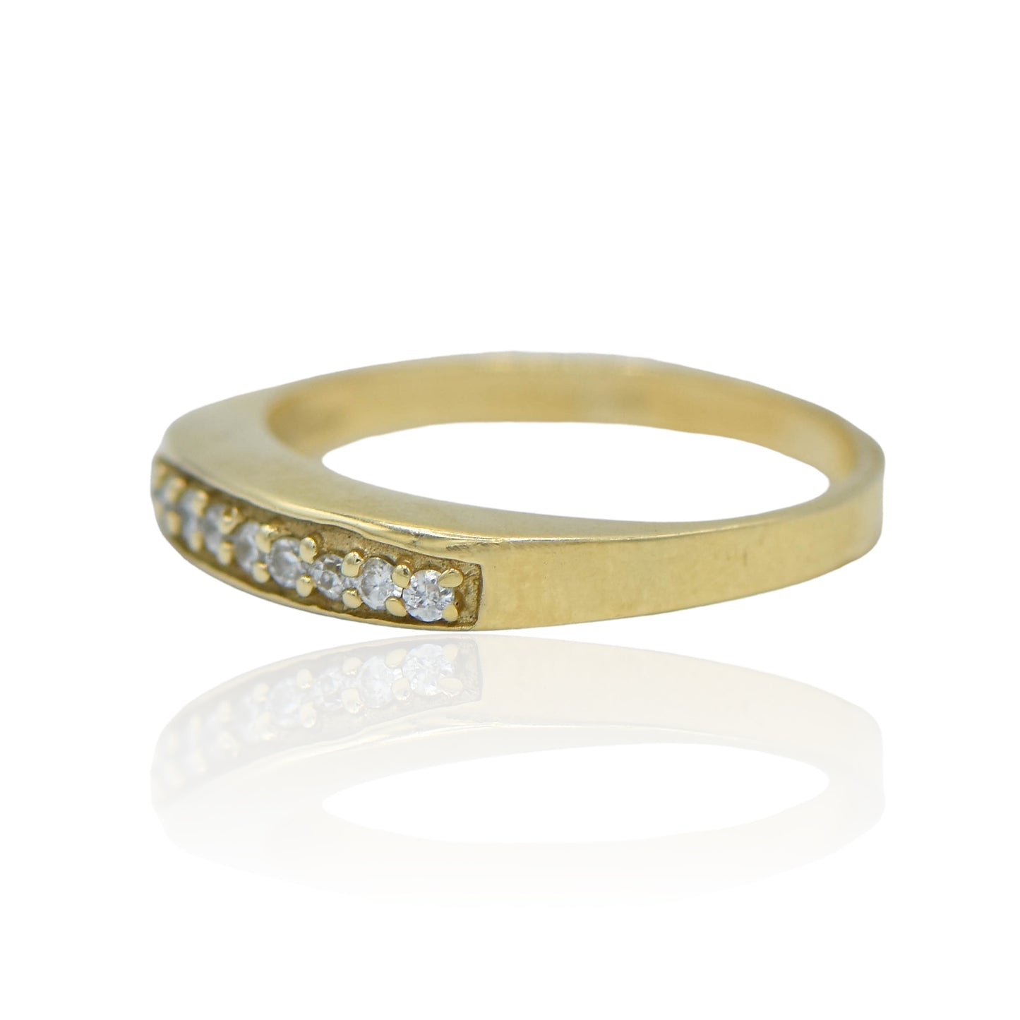 Yellow Gold Band 14K with Cubic Zircons