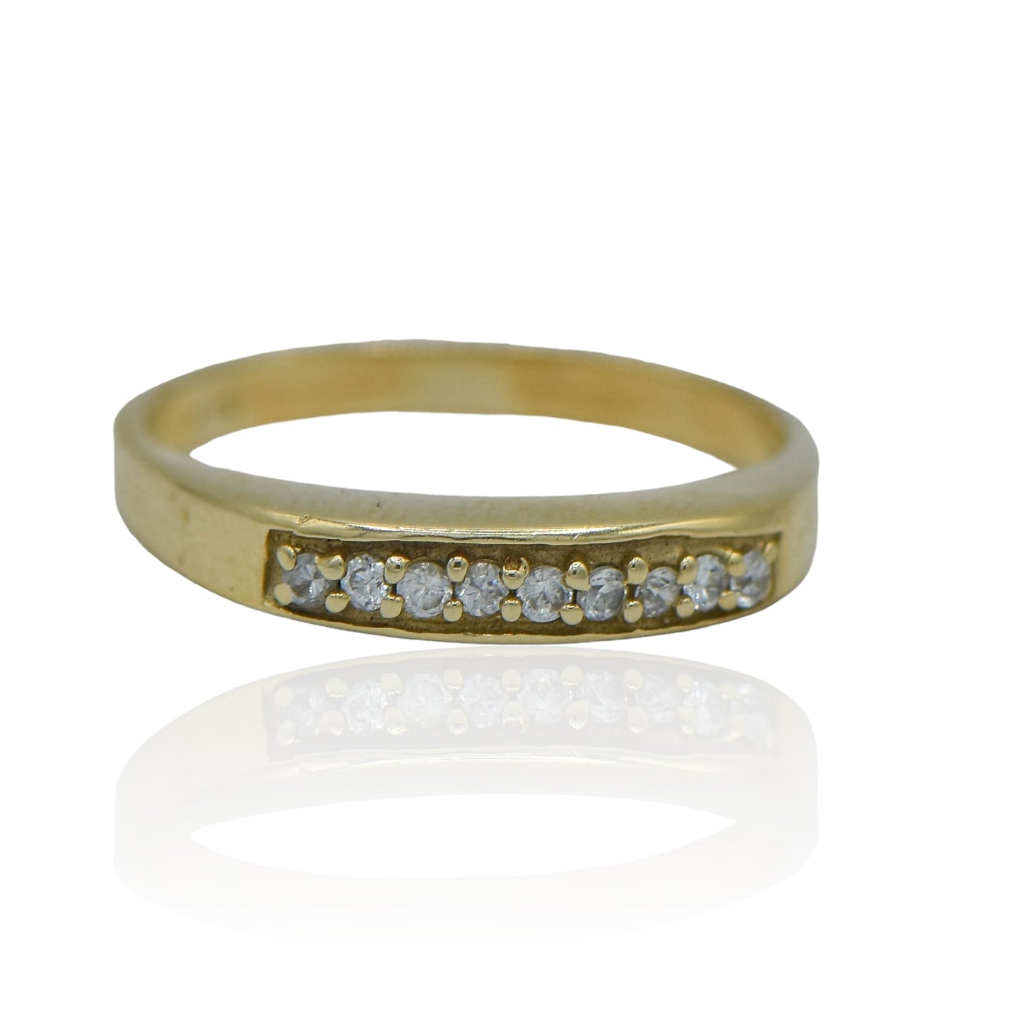 Yellow Gold Band 14K with Cubic Zircons