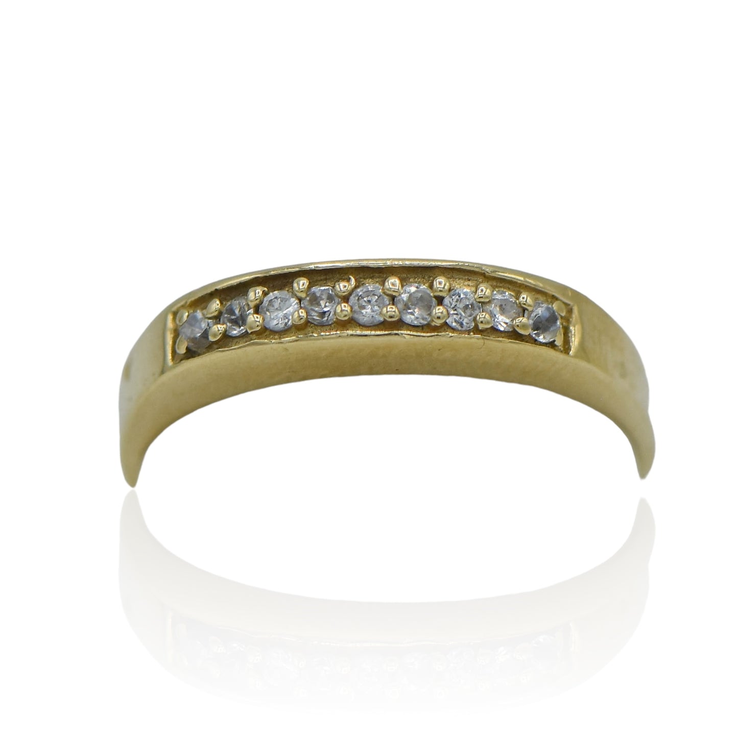 Yellow Gold Band 14K with Cubic Zircons