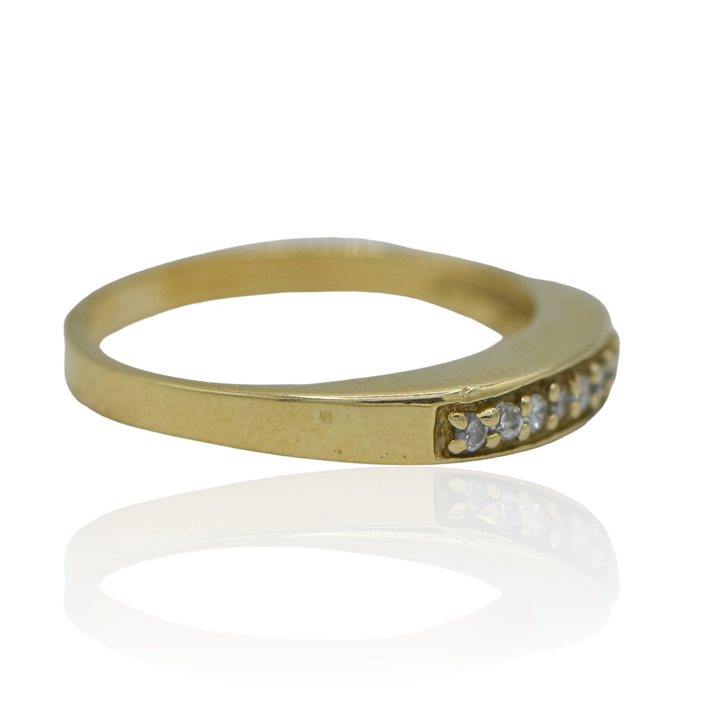 Yellow Gold Band 14K with Cubic Zircons