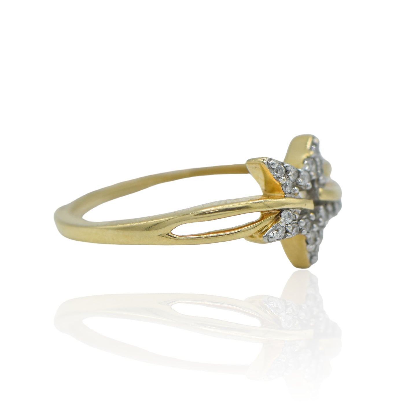 Diamonds Ring 0.12cttw with Star 14K Yellow Gold