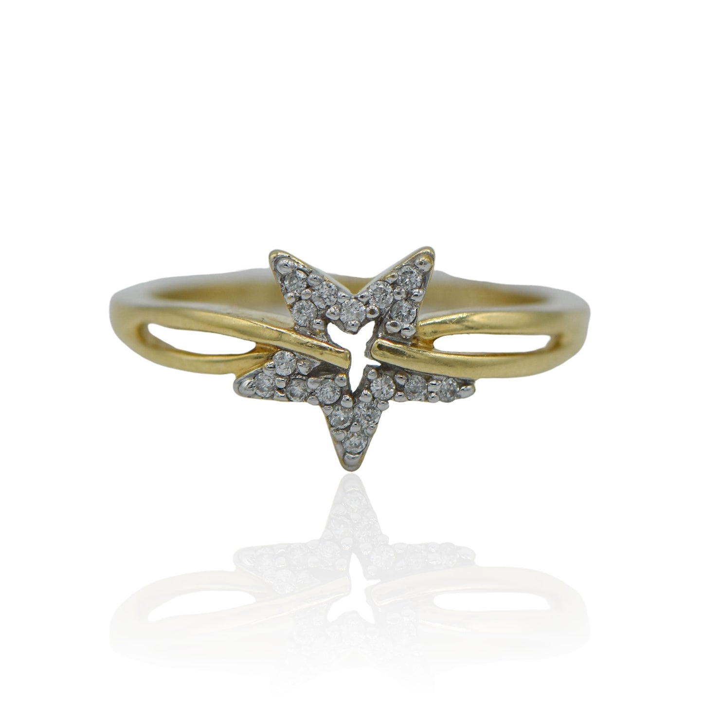 Diamonds Ring 0.12cttw with Star 14K Yellow Gold