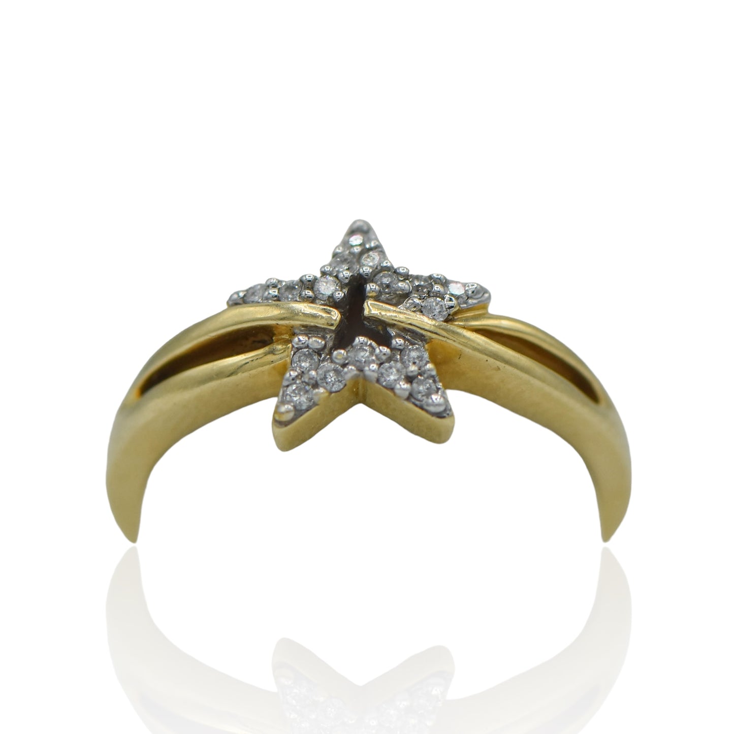 Diamonds Ring 0.12cttw with Star 14K Yellow Gold