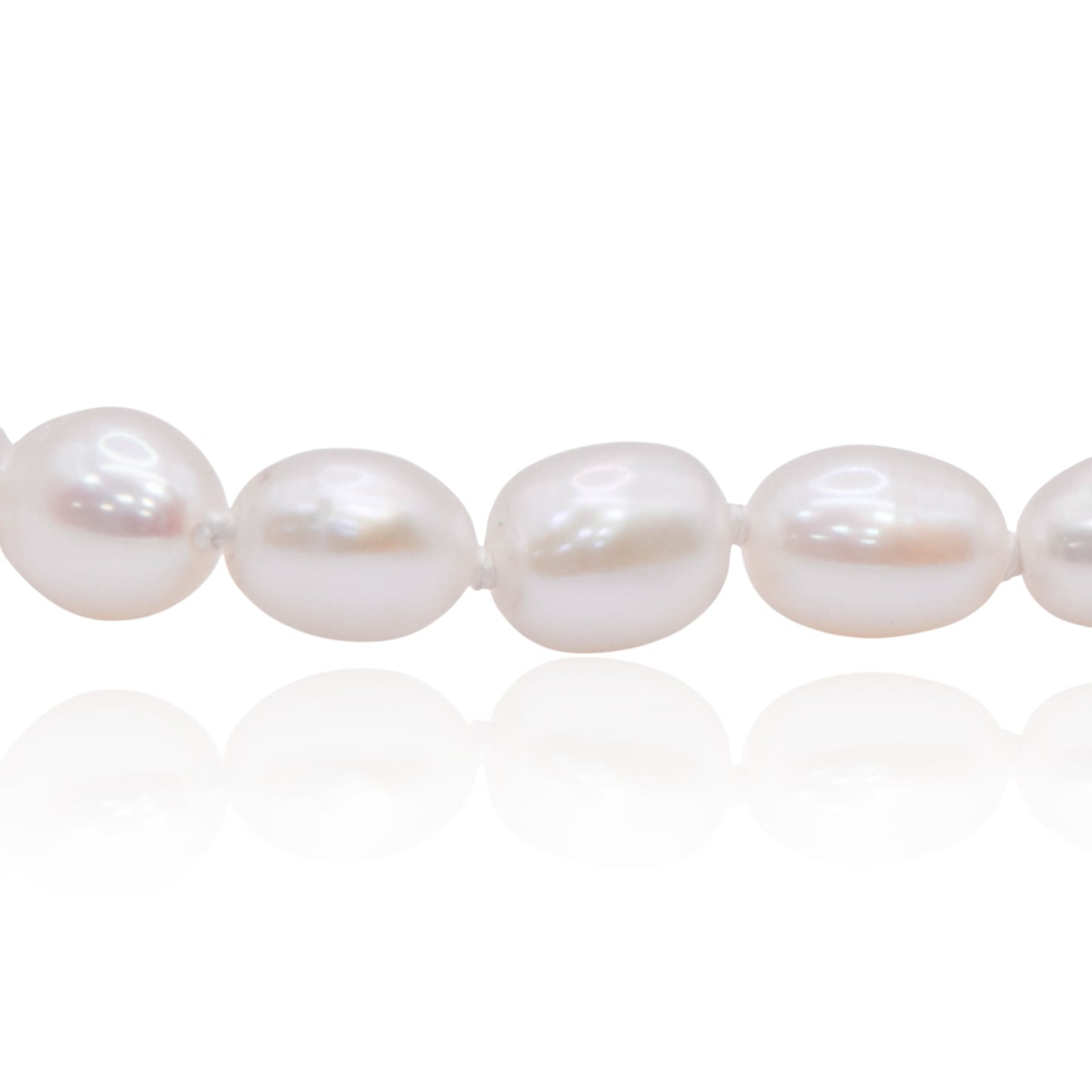 Oblong Pearl Strung Bracelet with 14K Yellow Gold Pearl Bead Clasp 7in