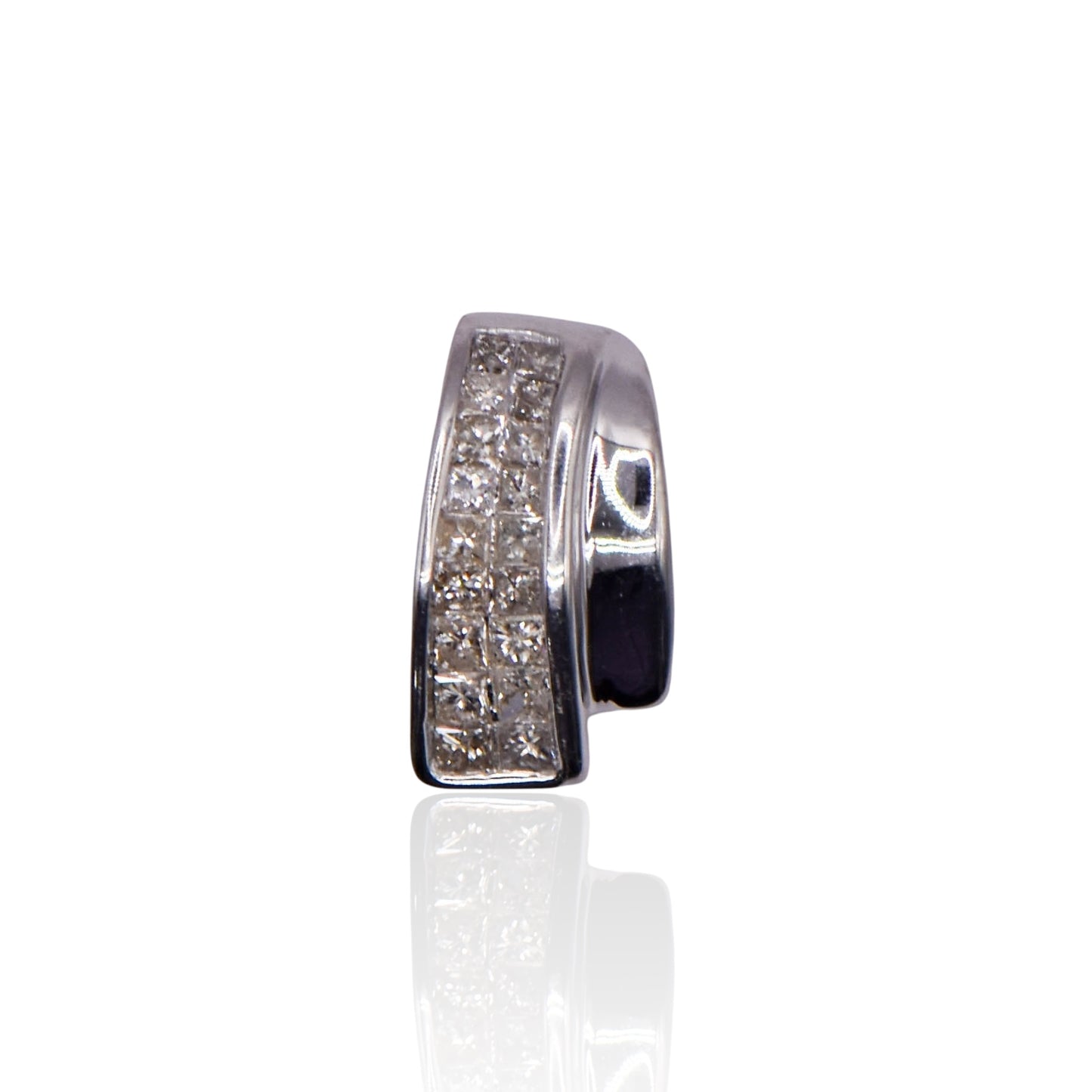 Wave Square Diamond 14K White Gold Pendant