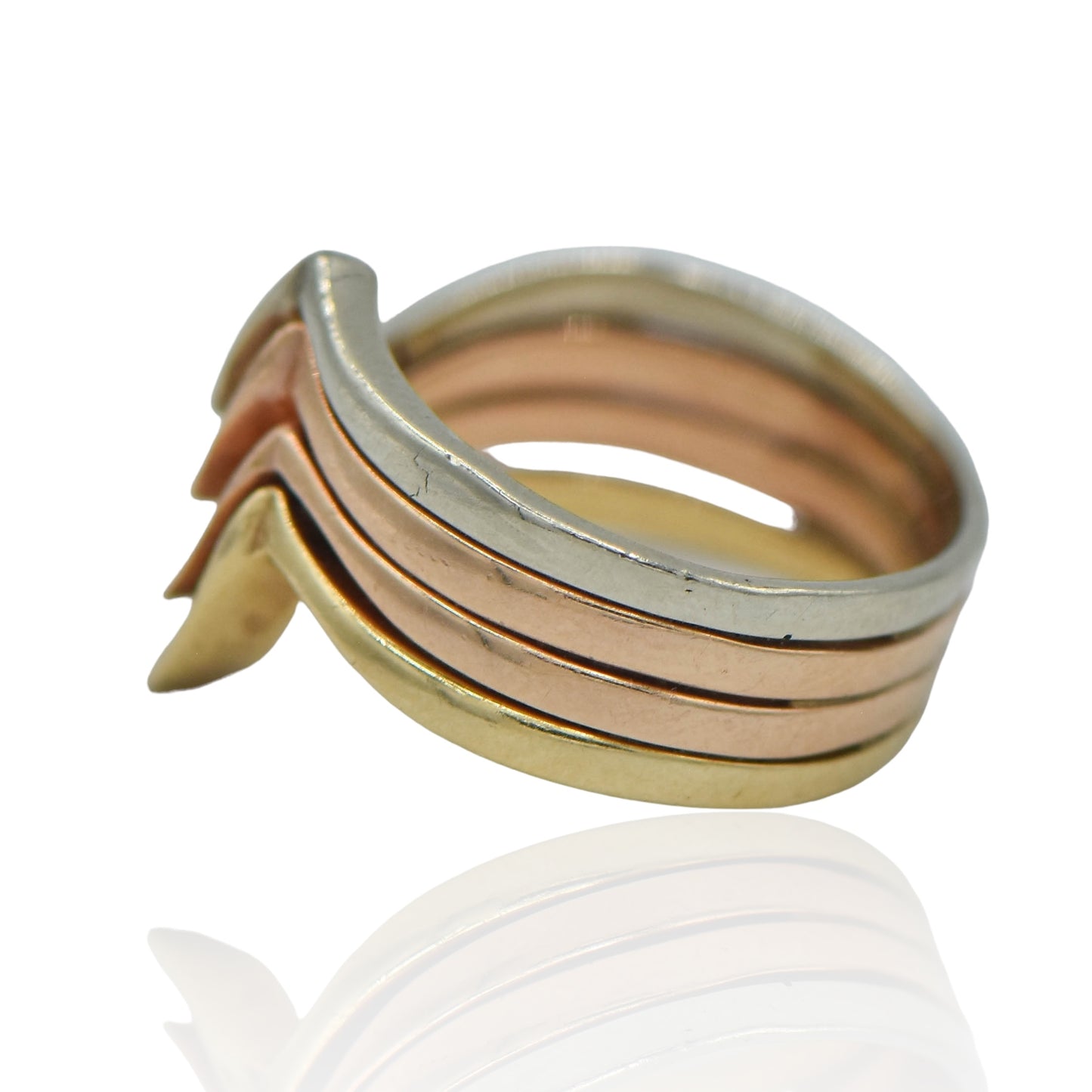 Three Tones of Gold Ring 14K