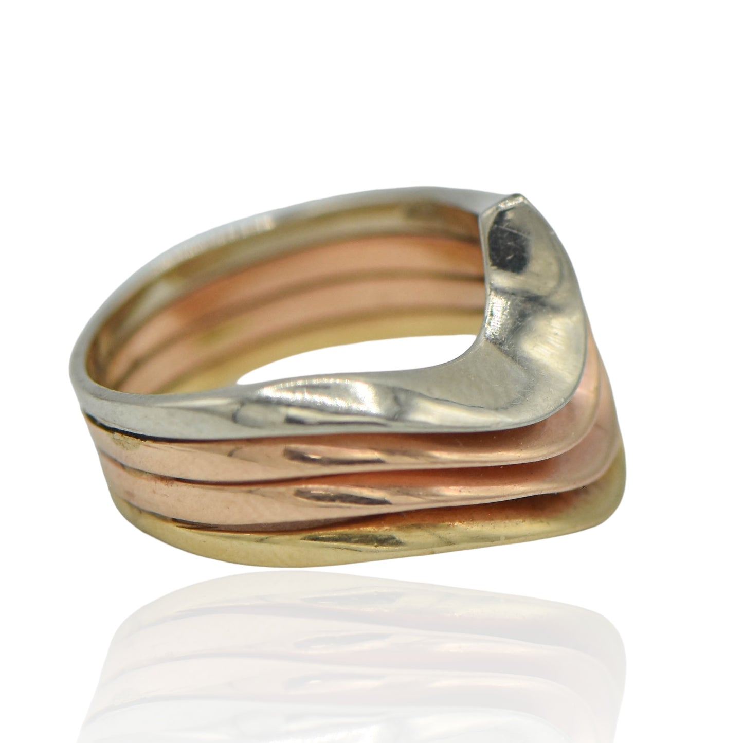 Three Tones of Gold Ring 14K