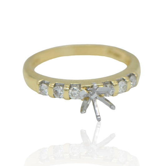 Engagement Yellow Gold 14K Ring Semi Set with Diamonds 0.24 cttw.