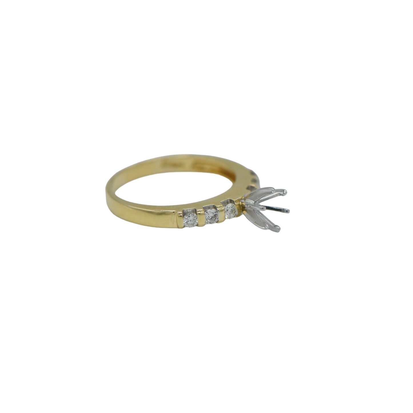 Engagement Yellow Gold 14K Ring Semi Set with Diamonds 0.24 cttw.