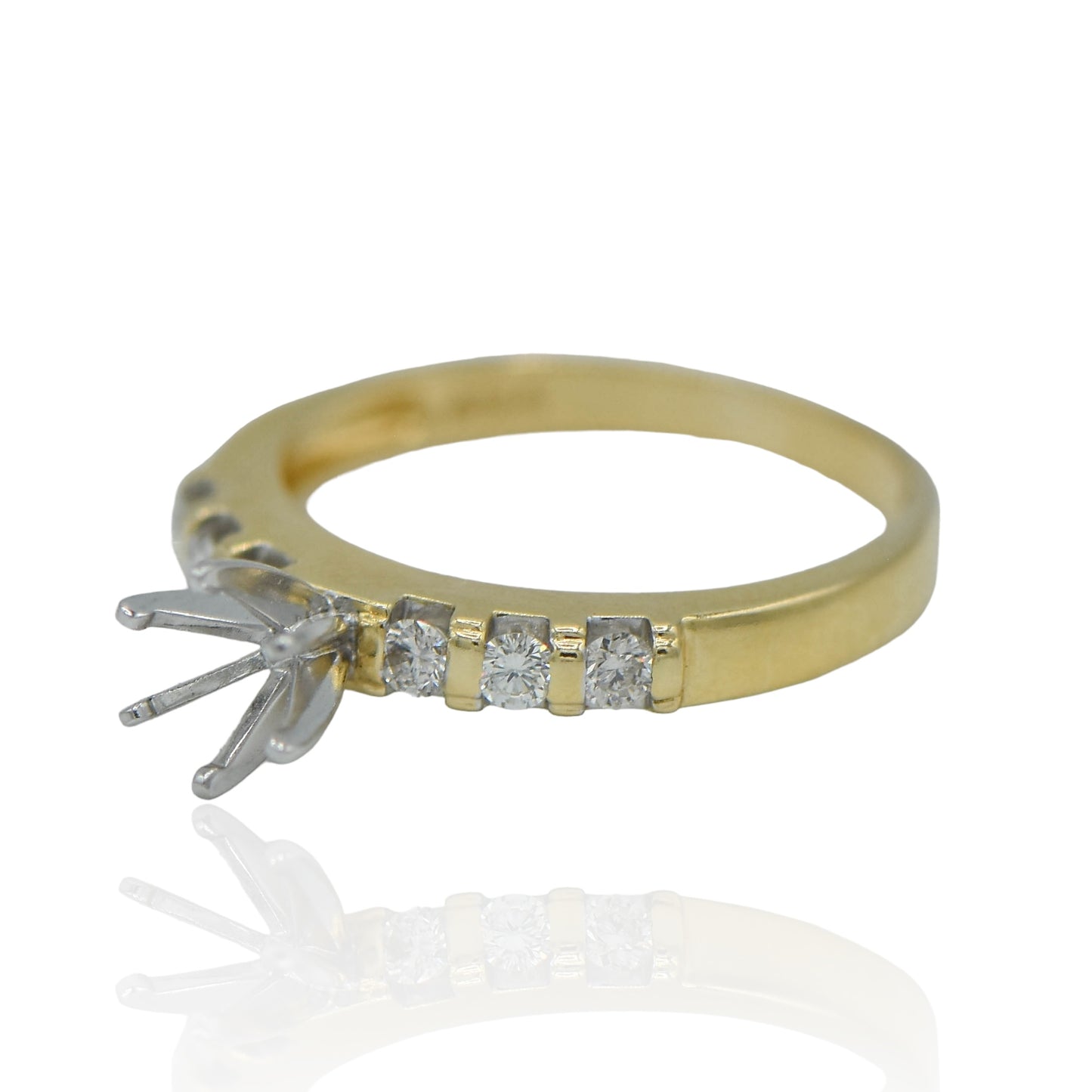 Engagement Yellow Gold 14K Ring Semi Set with Diamonds 0.24 cttw.