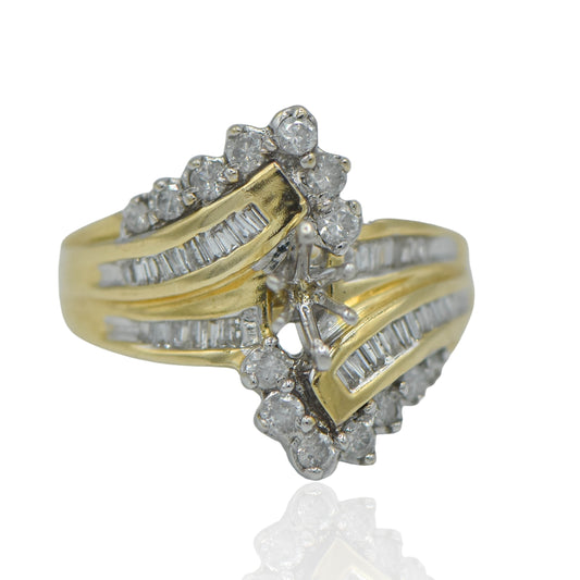 Yellow Gold Engagement Ring 14K Semi Set with Diamonds 0.64 cttw.