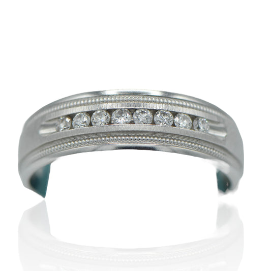 White Gold 14K Men Band with Diamonds 0.24 cttw.