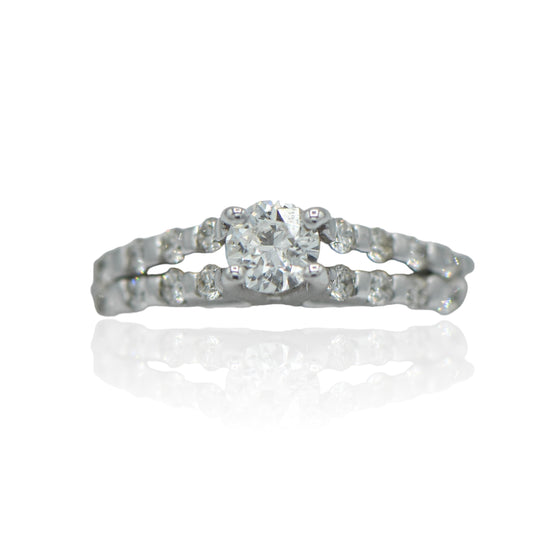 Diamonds Engagement Ring 0.69 cttw, 14K White Gold