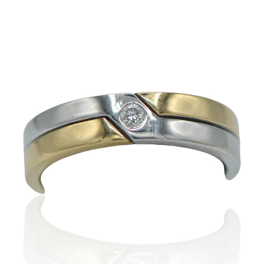 White and Yellow 14K Ring with Diamond 0.025cttw.