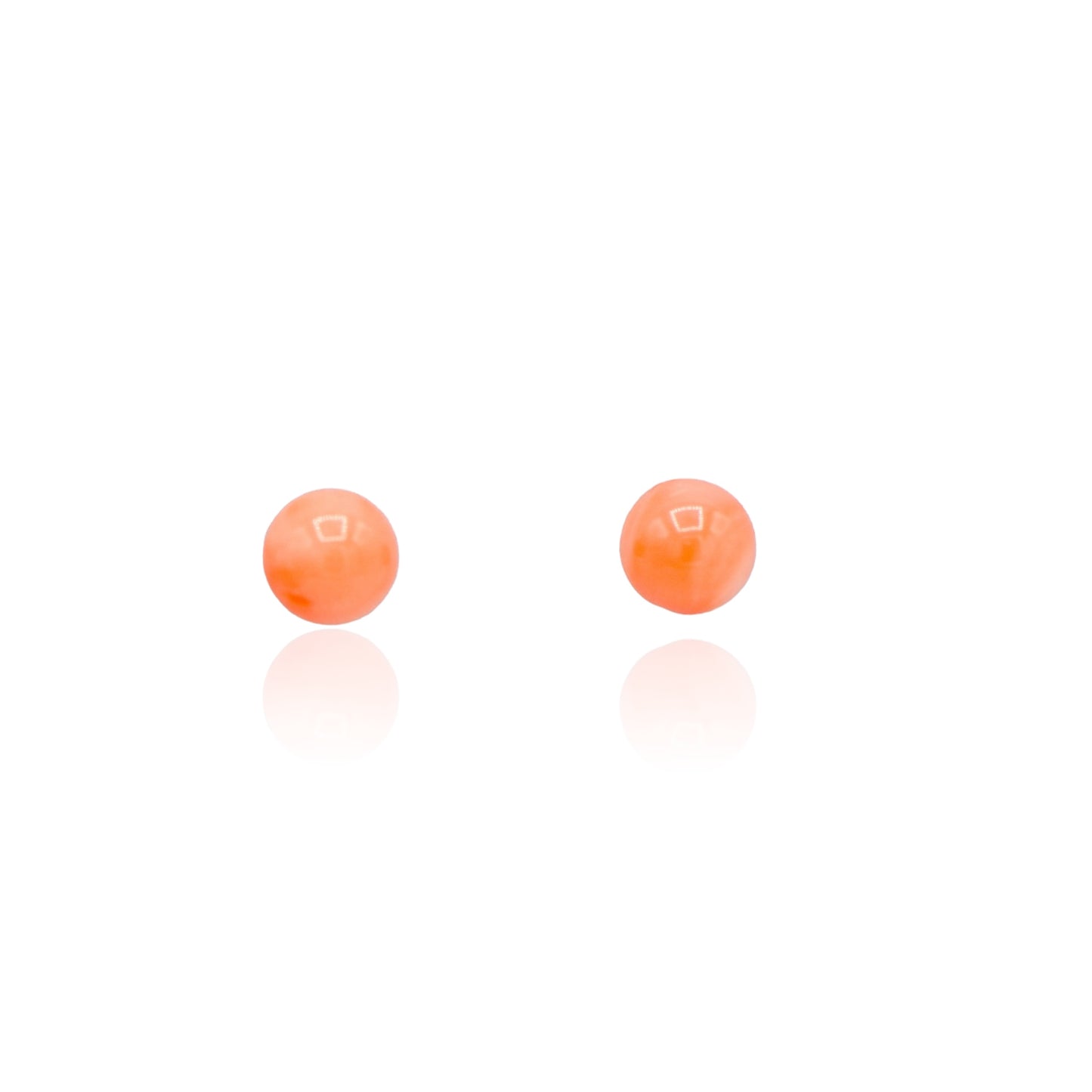 Coral Pearl Stud Earrings 14K Yellow Gold