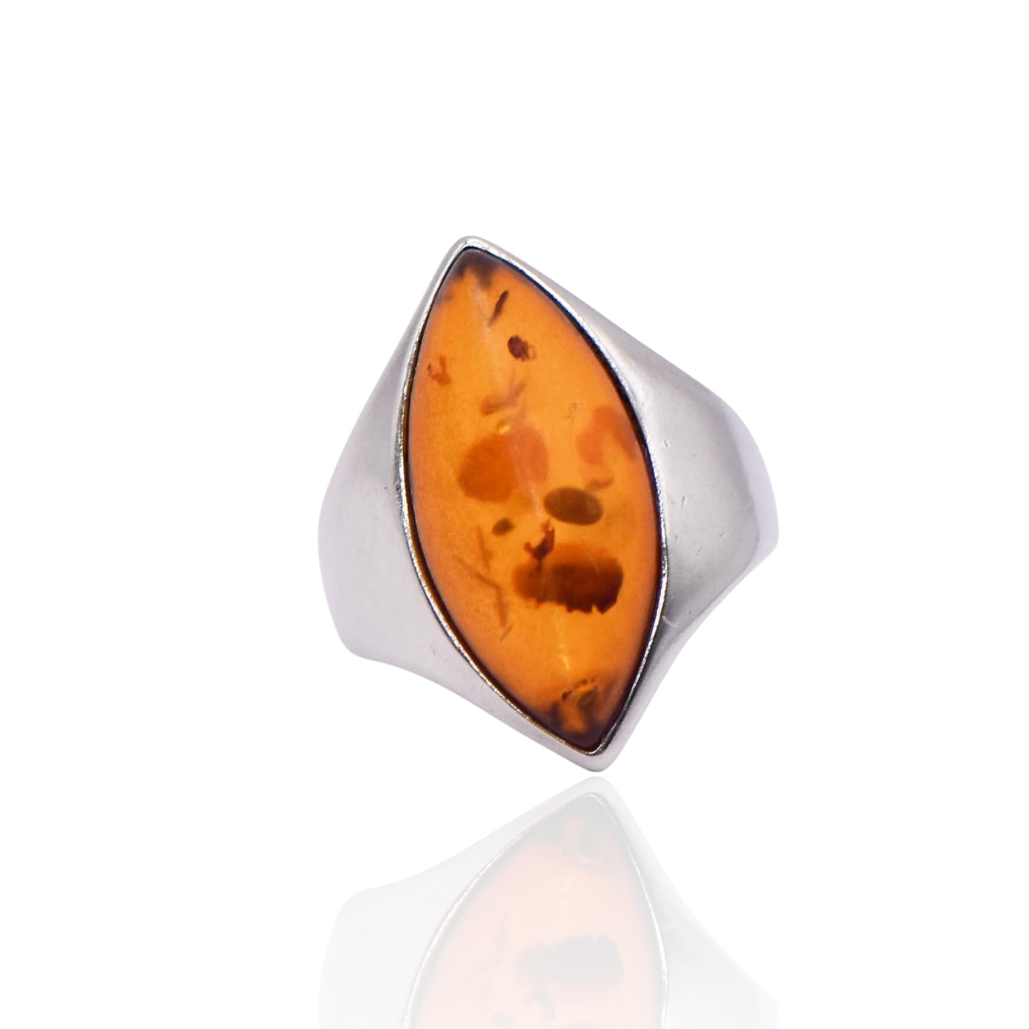 Vintage Marquise Amber Sterling Silver Ring