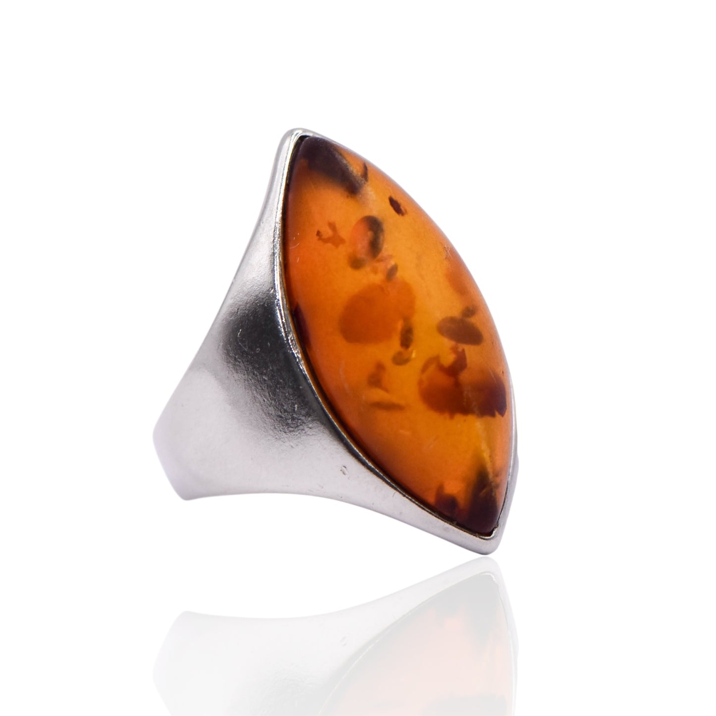 Vintage Marquise Amber Sterling Silver Ring