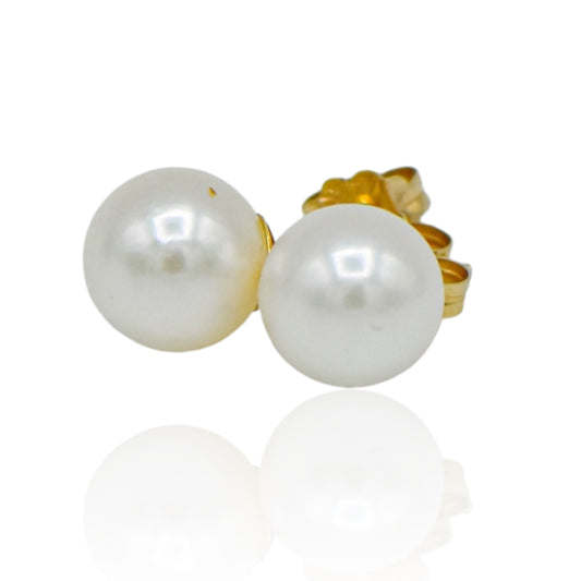 Pearl Stud Earrings 14K Yellow Gold