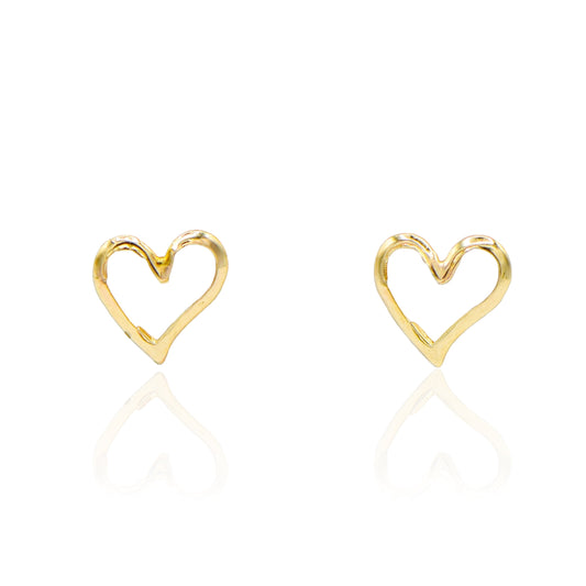 Dainty Open Heart Stud Earring 14K Yellow Gold