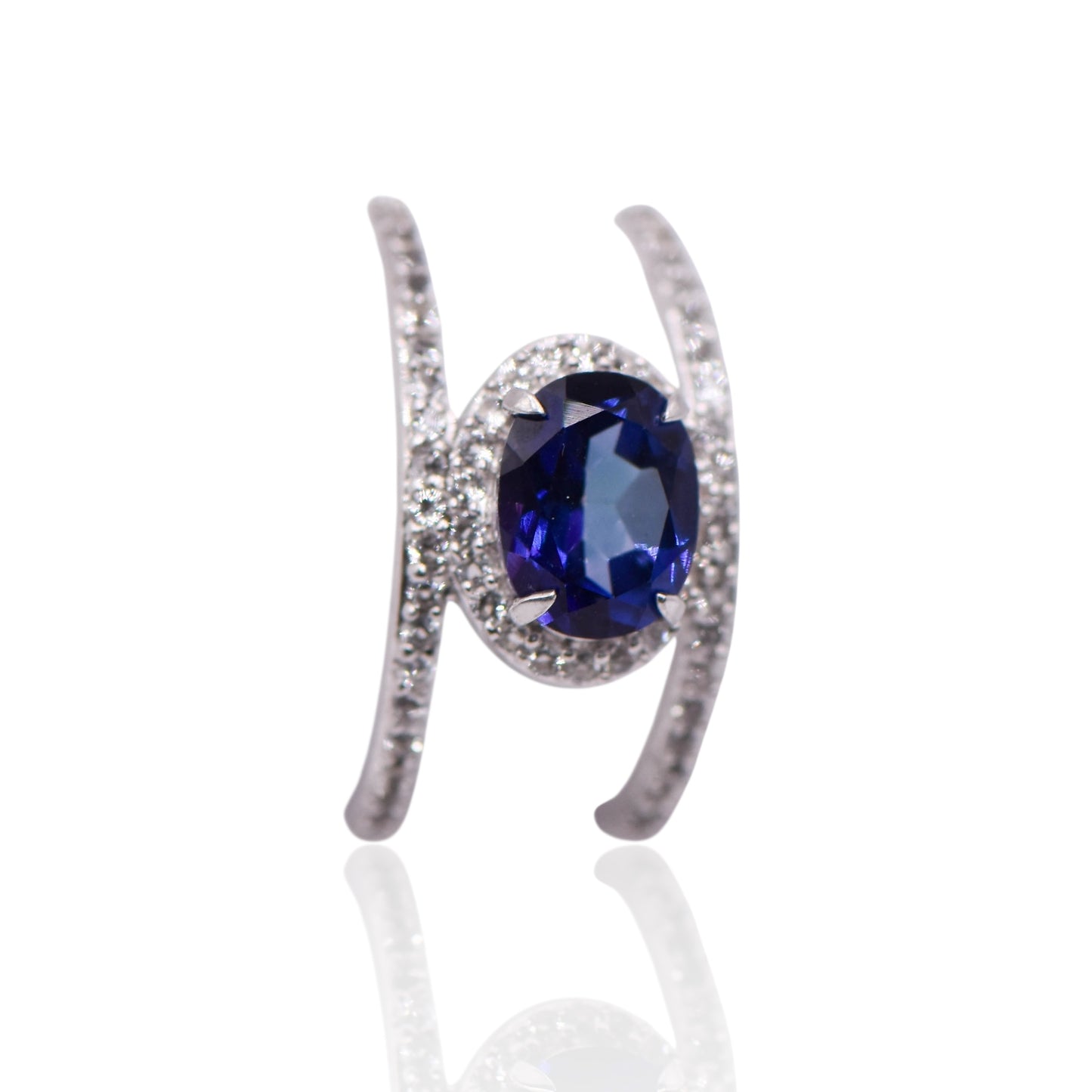 Vintage Violet and White CZ Silver Sterling Ring